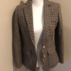 J Crew wool tweed blazer with gold buttons